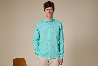 Chemise coton lin Vert Menthe - Col Français - SILBERT