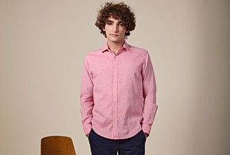 Chemise coton lin Vieux Rose - Col Français - SILBERT