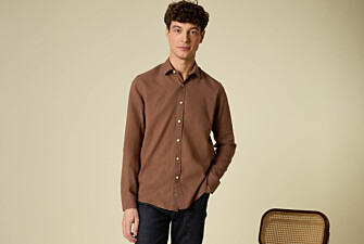 Chemise homme mocha unie en chambray - SILBERT