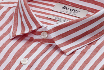 Chemise coton lin rayée Corail et Blanche - SIMONIN