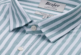 Chemise coton lin rayée Verte et Blanche - SIMONIN