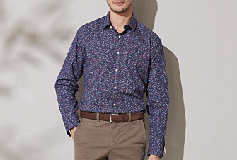 Chemise homme bleue foncée à motif floral rouge et bleu - GASSIEN