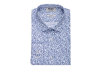 Chemise Blanche homme à imprimé fleuri bleu - ELDORIC