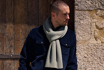 Écharpe homme kaki clair chiné en lambswool