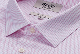 Chemise twill Blanche à carreaux Rose Clair homme  - MARTINIEN
