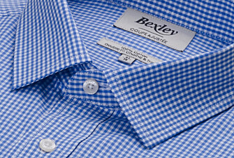 Chemise coton bleu clair et Blanc - Col français - VALAIRE