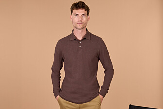 Polo manches longues homme Chocolat Chiné Foncé  - ALEC II ML