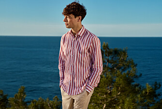 Chemise coton lin à rayures Rouge Basque et Blanc - BRUNIEN