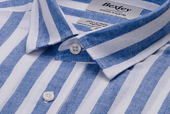 Chemise en coton et lin à rayures bleu et blanc - BRUNIEN