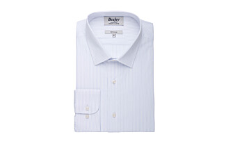 Chemise popeline rayée Blanc et Bleu Ciel - BERTHIN