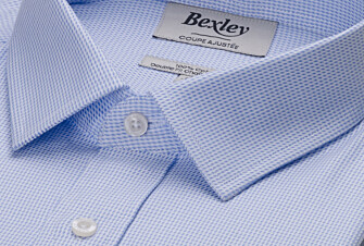 Chemise homme bleu clair en twill effet chiné  - SYLVÉNIAS