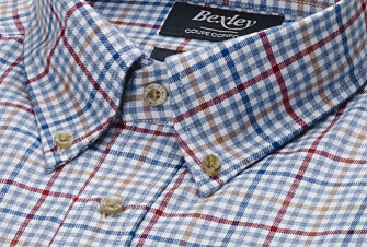 Chemise Bleu clair rouge et camel  - SHANTON