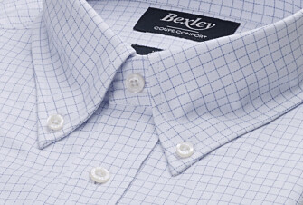 Chemise homme blanche à carreaux bleu pour homme - DALLEN