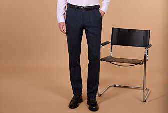 Pantalon de costume homme en tweed à chevrons marine - LAURIAN