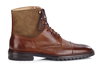 Derby boots homme - Cognac Patiné et Taupe - IRVING II GOMME