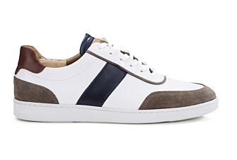 Sneakers cuir homme Blanc Chocolat & Navy - BALLAARA
