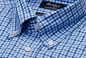 Chemise homme à carreaux fins bleu et bleu ciel - CULLEN