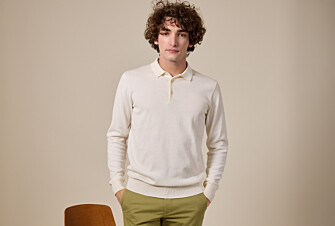 Pull tricot 100% coton Ecru - Col Polo - BRAIDEN ML