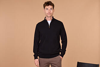 Pull homme zippé bicolore noir et taupe chiné - KEYDEN II