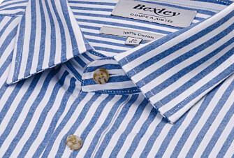 Chemise flanelle Homme - Rayures Ecru et Bleu - SIMION II