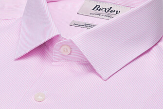 Chemise homme à fines rayures roses et blanches - DUNANT CLASSIC