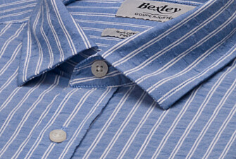 Chemise homme bleue à fines rayures blanches - FOLBERT