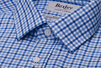 Chemise homme en popeline à carreaux bleu et bleu ciel - VALANCE