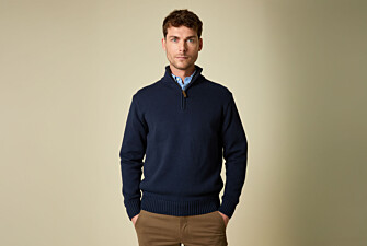 Pull col zippé en coton épais - Navy - VALDRIK