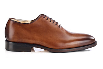 Richelieu homme cognac en veau patiné à la main - BARTER PATIN