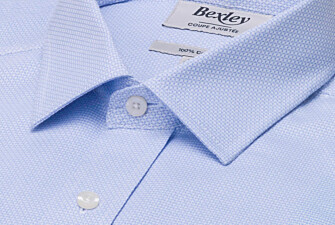 Chemise homme bleu clair à micro-motif en popeline - LOUVAIN
