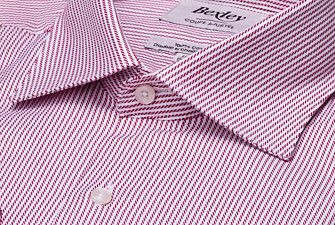 Chemise homme à rayures bordeaux en twill - DINO