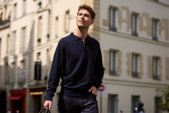 Pull polo homme bleu marine en lambswool - BRAIDRICK