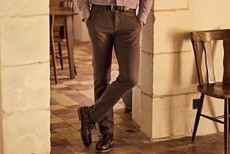 Pantalon chino homme Chocolat chiné en flanelle de laine - KYVERS