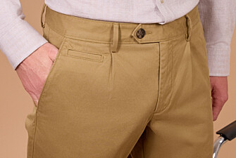 Pantalon chino homme camel foncé à pince en twill - KAYNAN