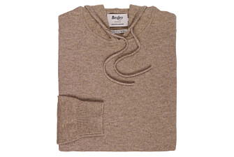 Pull homme à capuche taupe chiné en laine d'agneau - HOODRICK