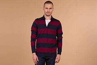 Polo rugby homme manches longues bordeaux et navy - SKYLER