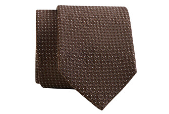 Cravate homme marron en soie motif grain
