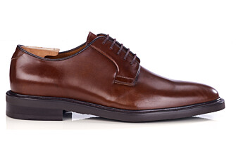 Derby homme en veau italien patiné châtaigne - FLEMINGSTON GOMME