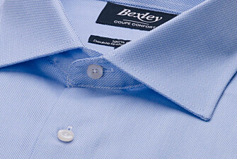 Chemise coton twill bleue - Col italien - CLAUDIO