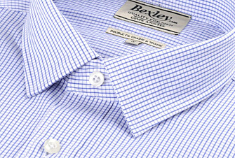 Chemise à carreaux fins blancs et bleus - MARTIN