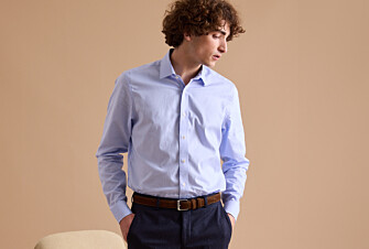 Chemise à fines rayures bleues - Col français - ANTOINE
