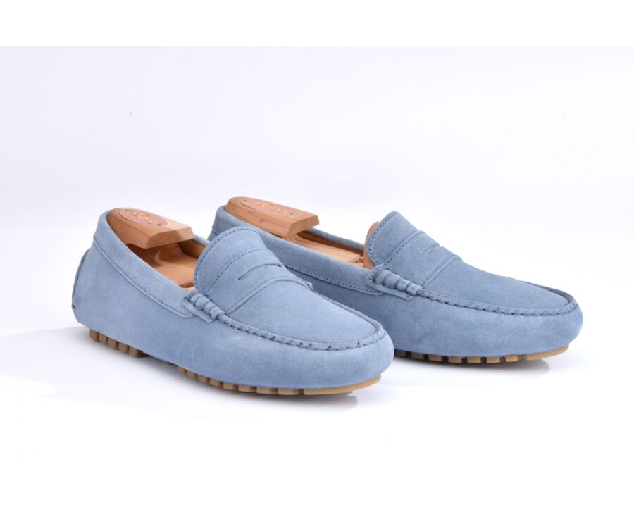 Mocassin été homme cuir Velours Bleu Ciel - FERGUSON