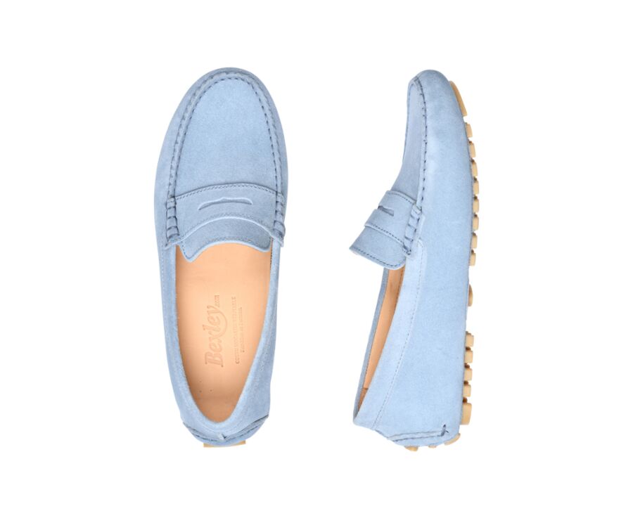 Mocassin été homme cuir Velours Bleu Ciel - FERGUSON