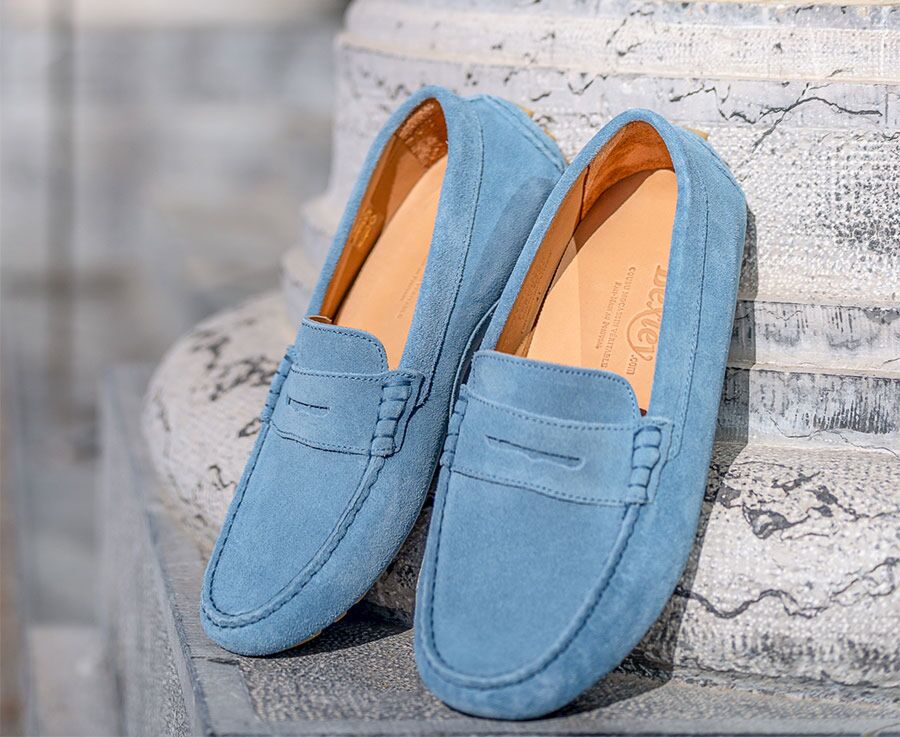 Mocassin été homme cuir Velours Bleu Ciel - FERGUSON