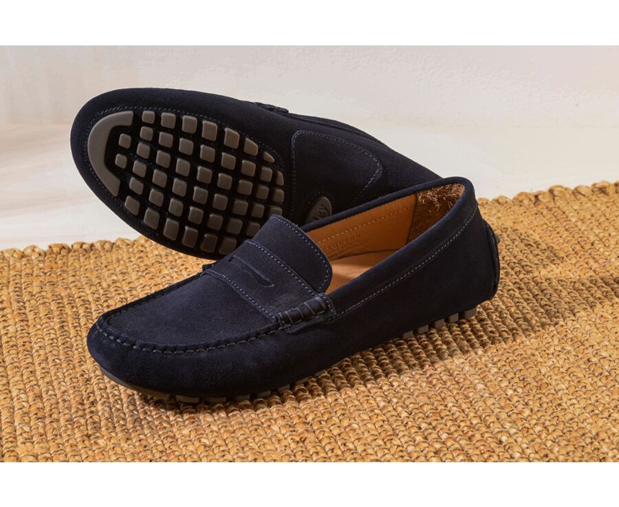Mocassin été homme cuir Velours Marine - FERGUSON