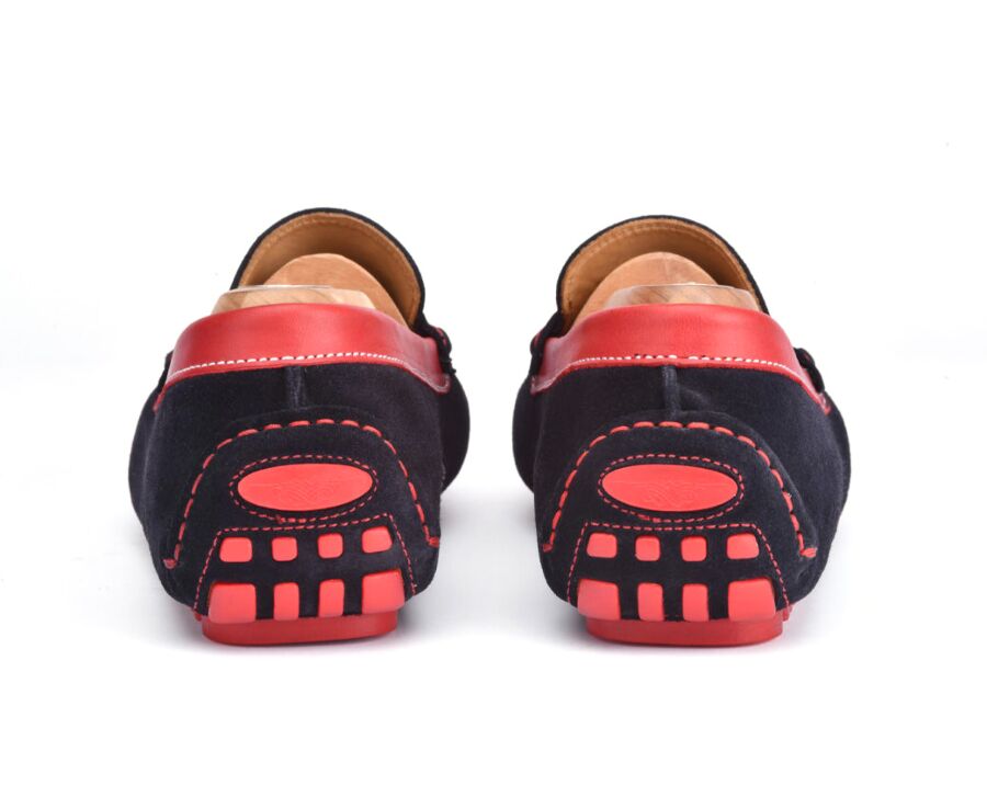 Mocassin été homme cuir Velours Marine et cuir rouge - FERGUSON