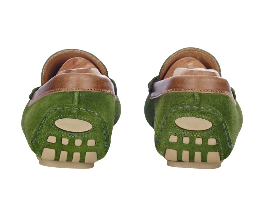 Mocassin été homme Velours Vert bordure Chataigne - FERGUSON