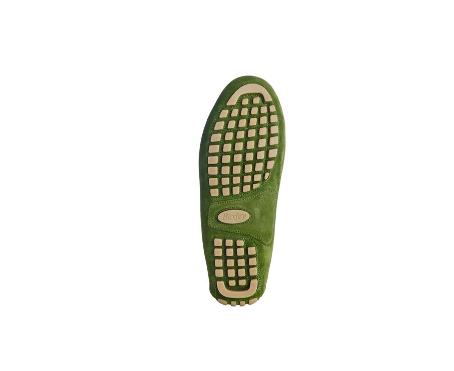 Mocassin été homme Velours Vert bordure Chataigne - FERGUSON