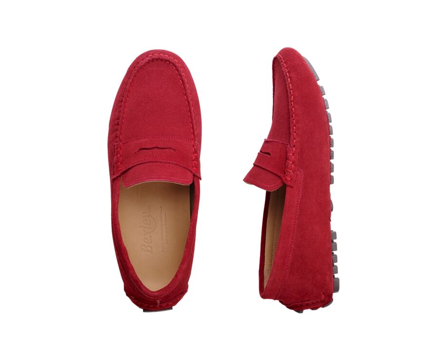 Mocassin été homme Velours Rouge Foncé - FERGUSON