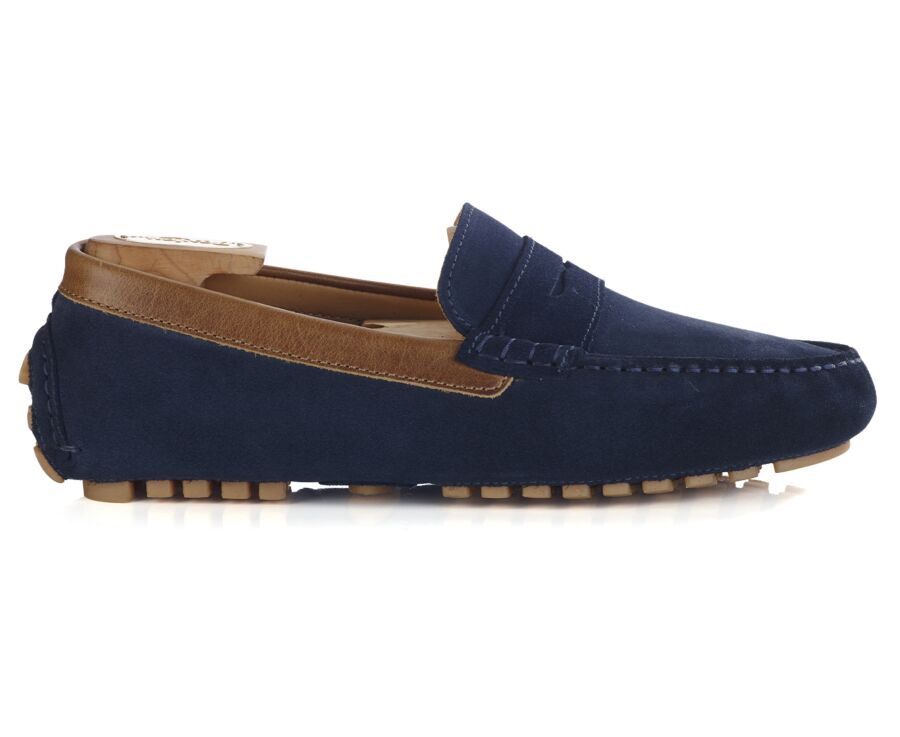 Mocassin été homme Velours Navy Bordure Châtaigne - FERGUSON